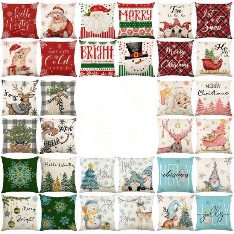 4-Pack Christmas Cushion Covers - Decorative Pillow Covers
