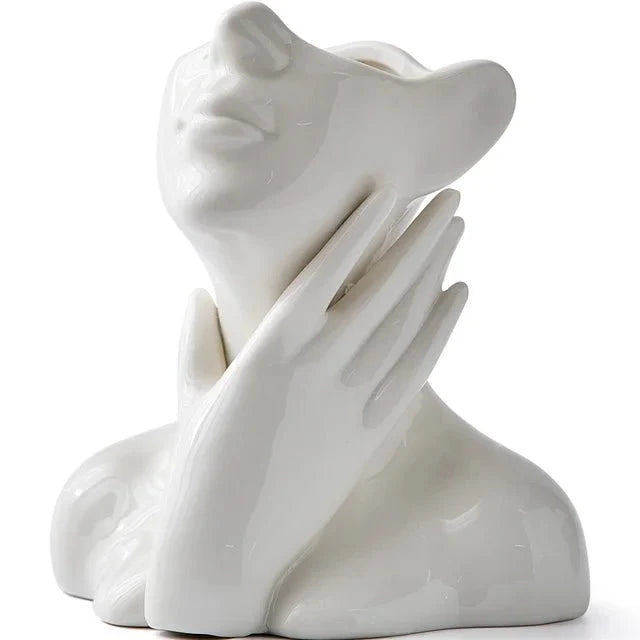 Abstract Face Ceramic Vase for Floral & Home Decor