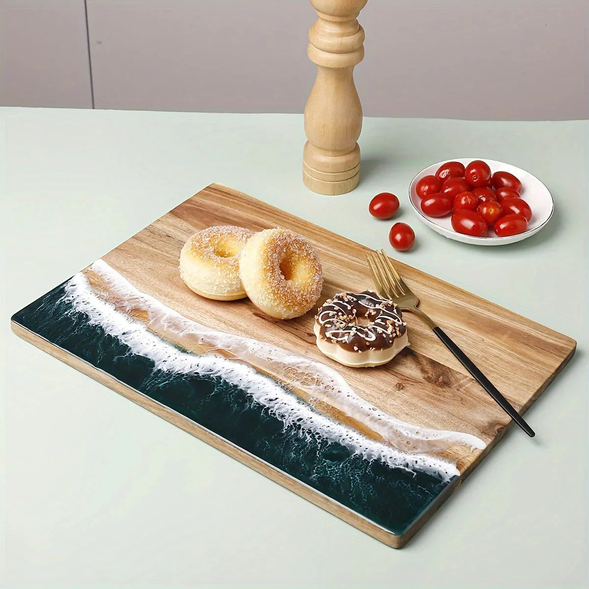 Acacia Wood Cutting Board - Ocean Design by Lattea