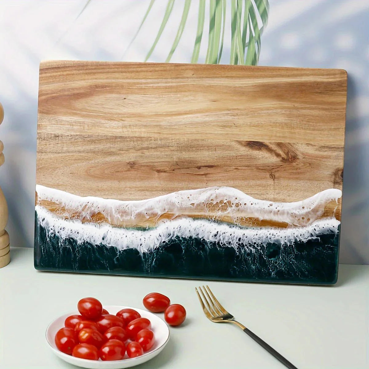 Acacia Wood Cutting Board - Ocean Design by Lattea
