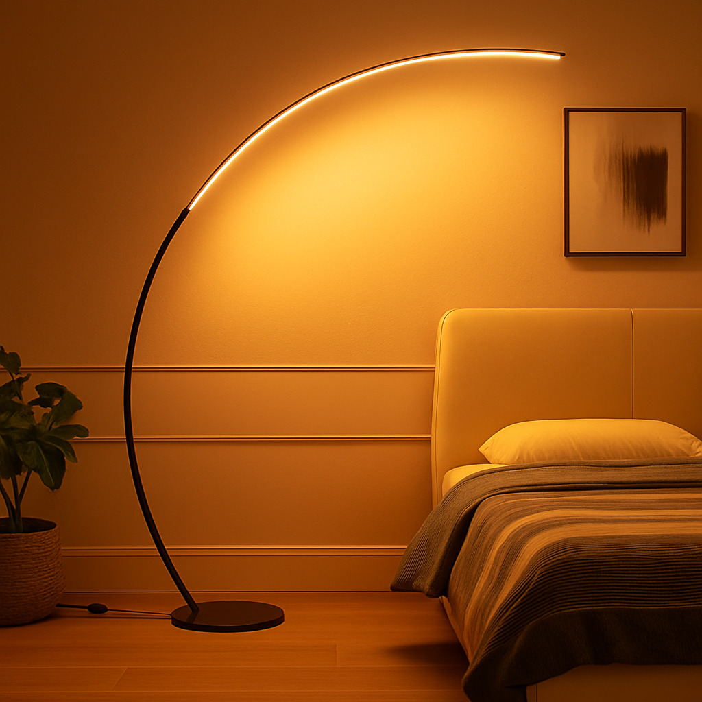 Arc Dimmable Black Floor Lamp | Nordic LED Stand Light