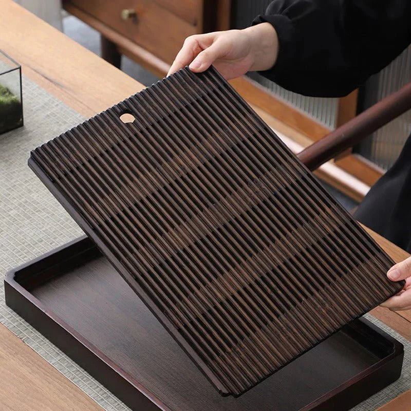 Bamboo Tea Tray Water Drain - Japanese Style