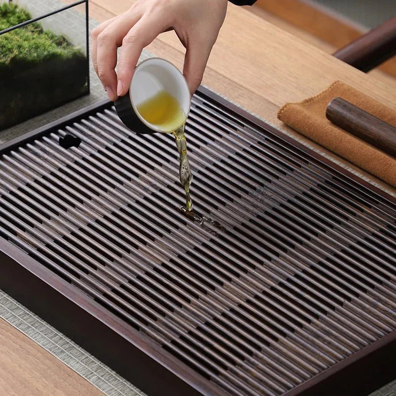 Bamboo Tea Tray Water Drain - Japanese Style