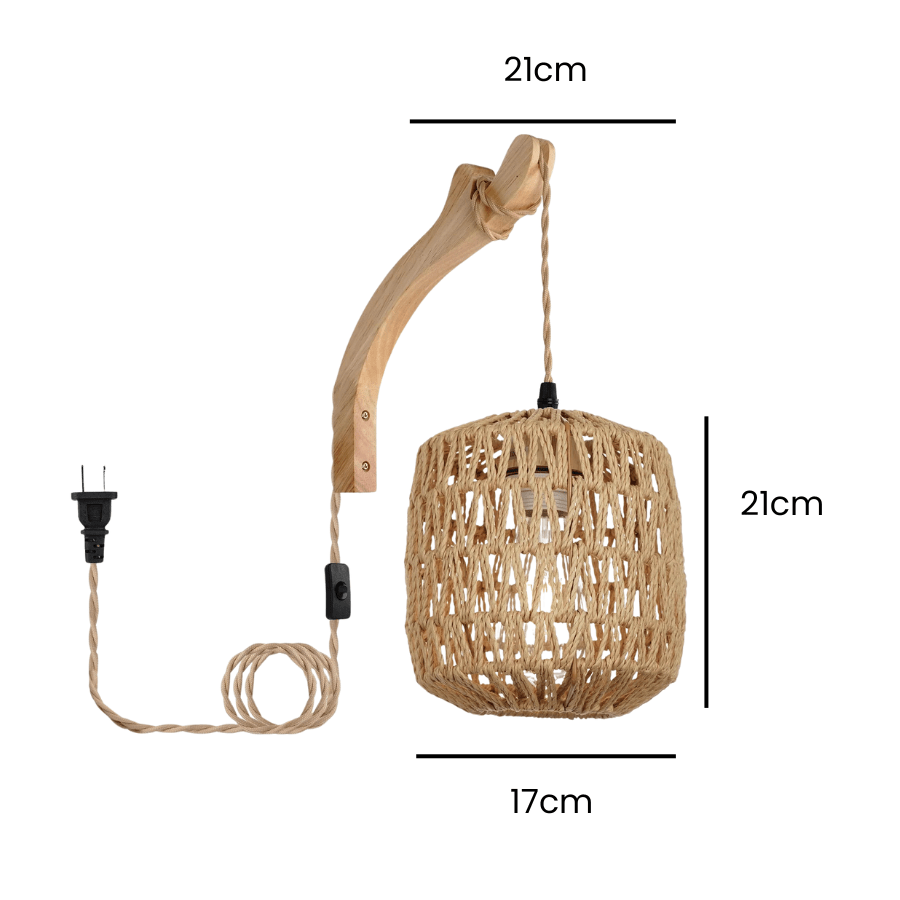 Boho Handwoven Bamboo Hanging Wall Light