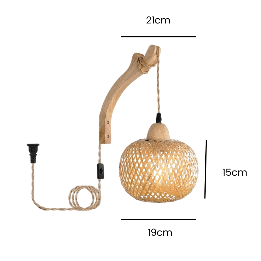 Boho Handwoven Bamboo Hanging Wall Light