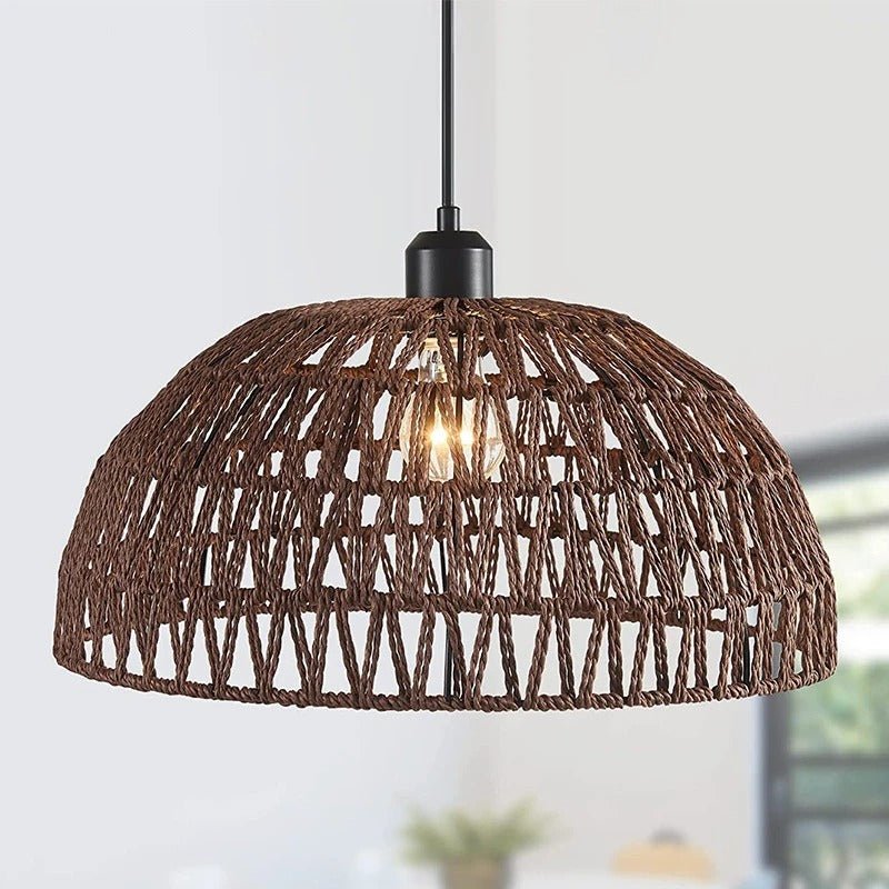 Boho Hand Knitted Japanese Rope Pendant Light