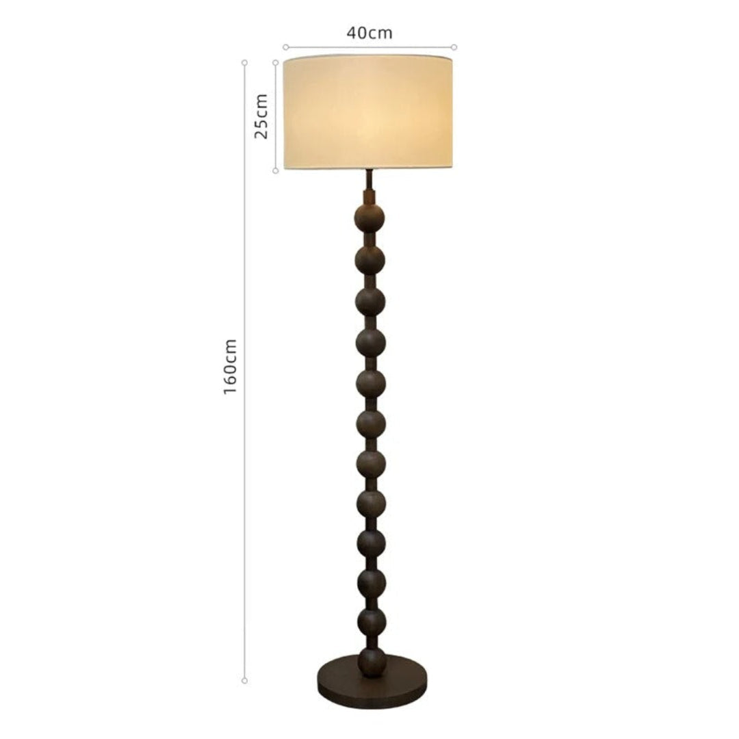 Classic Wooden Floor Lamp with White Fabric Lampshade