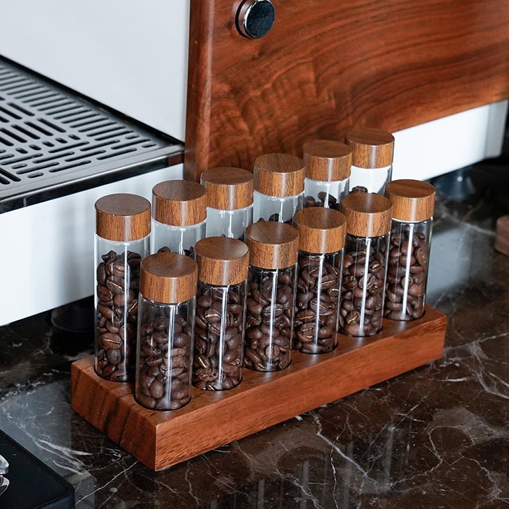 Coffee Beans Storage Container Tube Glass Display Rack