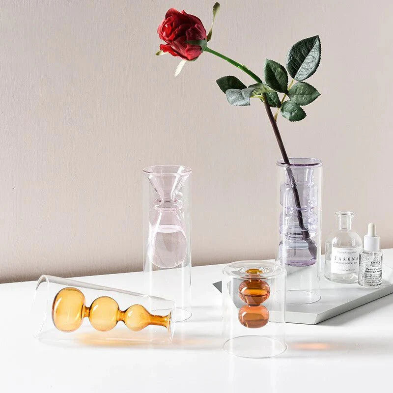 Color Inlay Double Glass Vase