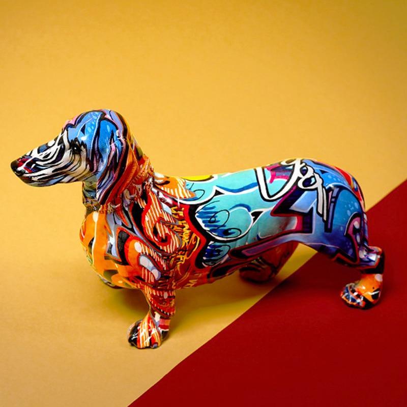 Colorful Dachshund Sculpture – Realistic Resin Art