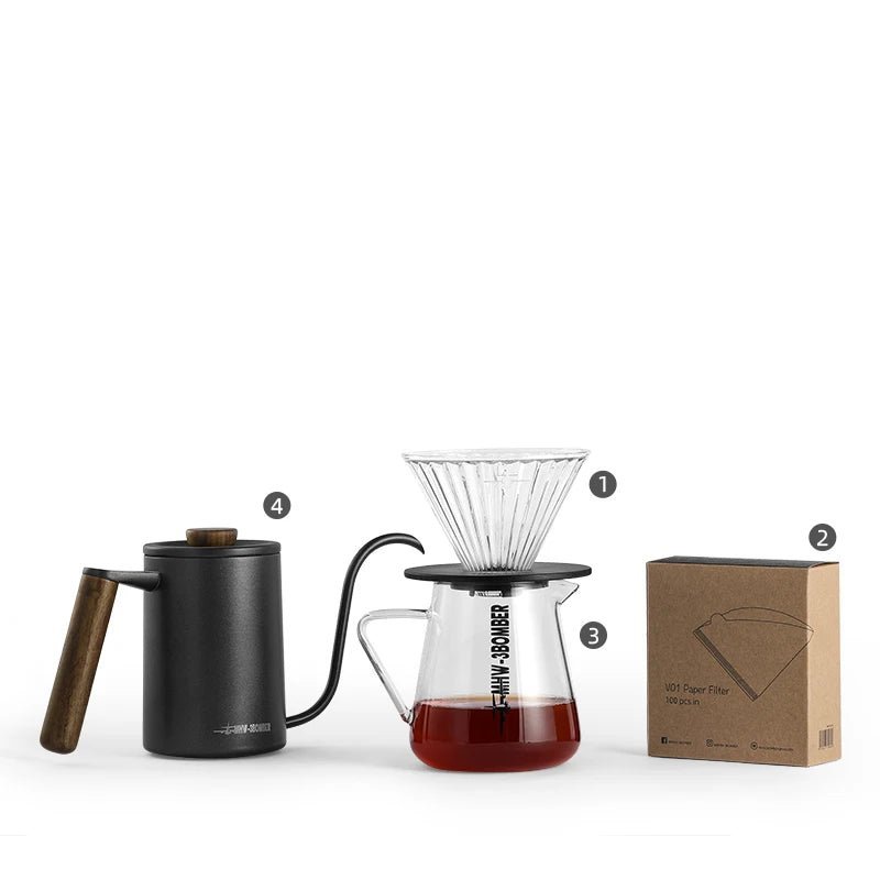 Drip Coffee Set: Kettle | Glass Server | Dripper | Filter