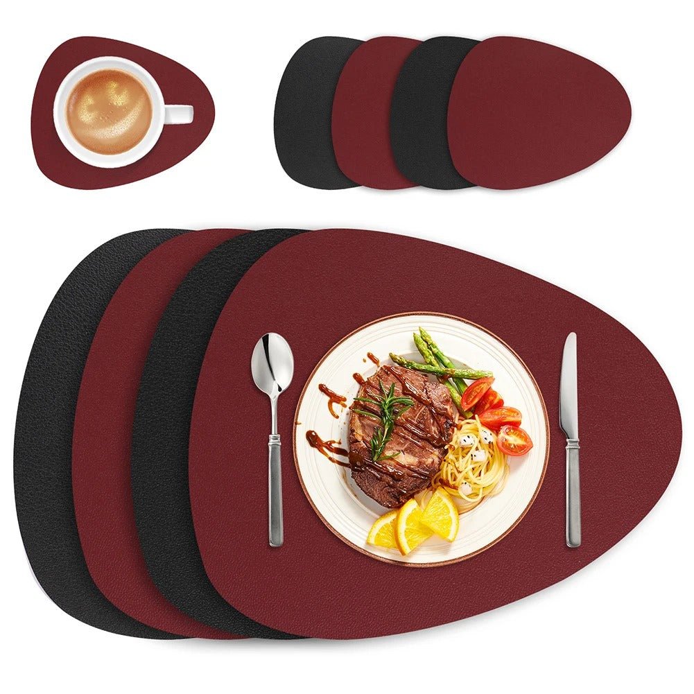 Ecological Leather Dual-Sided Placemats Set - Waterproof and Oil-Proof
