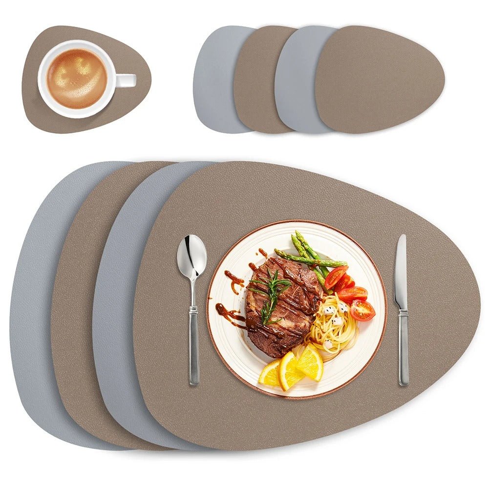 Ecological Leather Dual-Sided Placemats Set - Waterproof and Oil-Proof