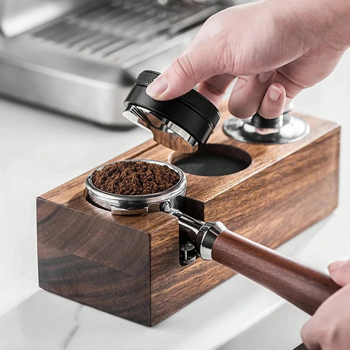 Espresso Tamping Station - Wooden Portafilter Holder
