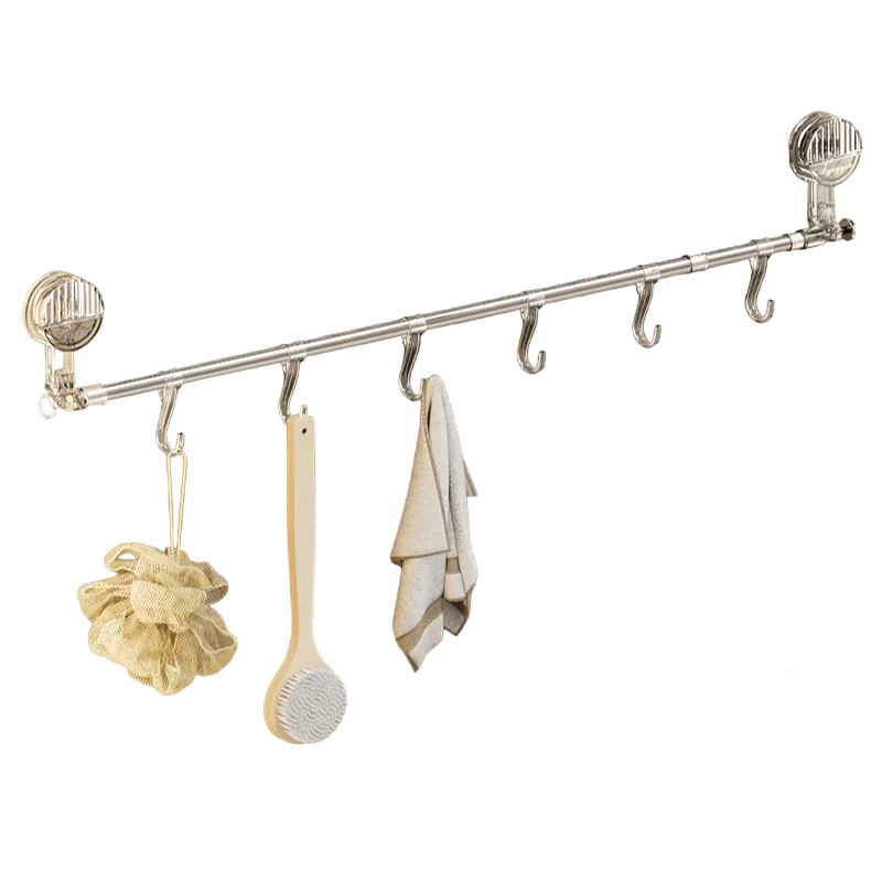 Extendable Suction Towel Rack with Hooks