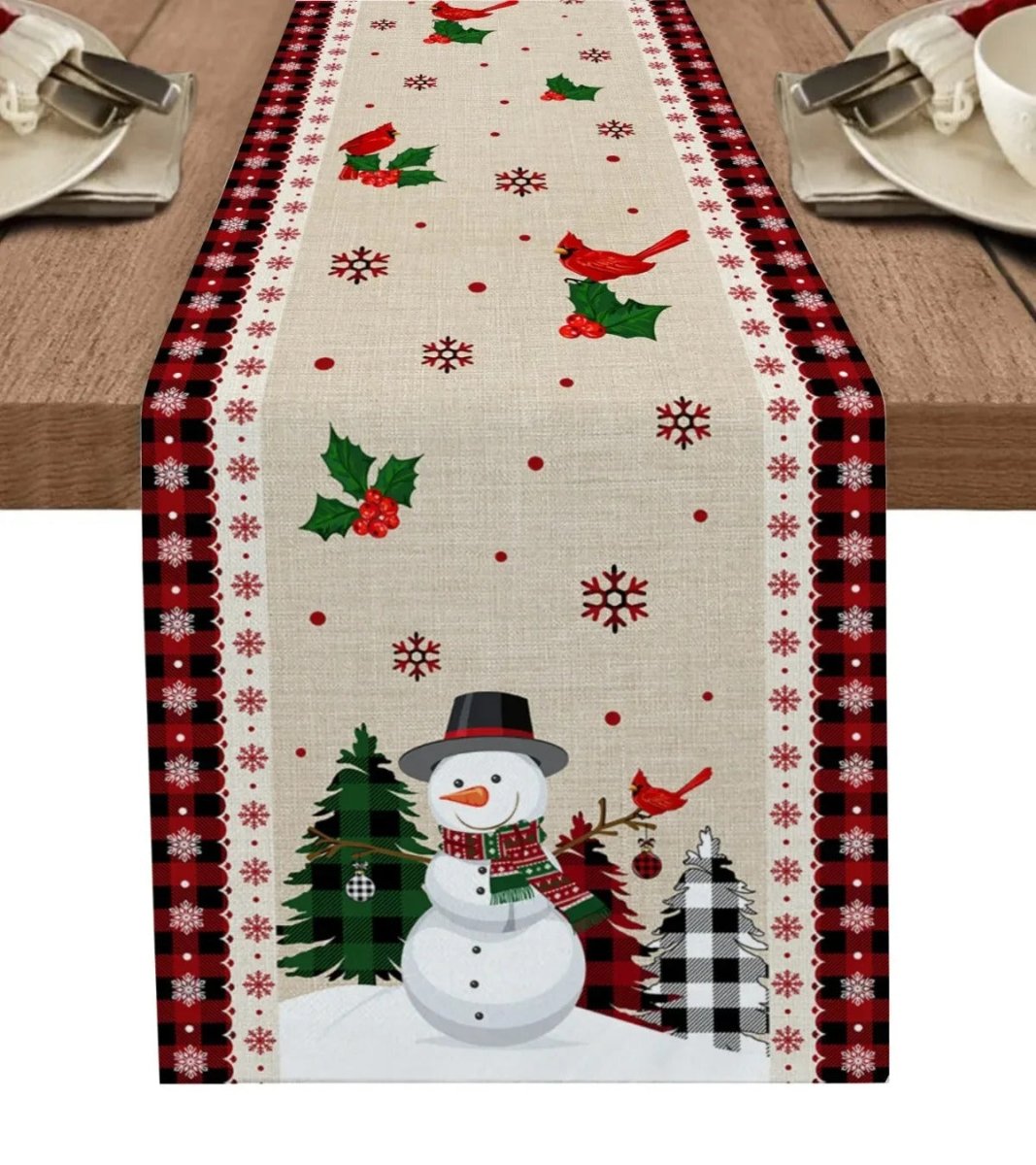 Festive Christmas Table Runner - Linen Holiday Decor