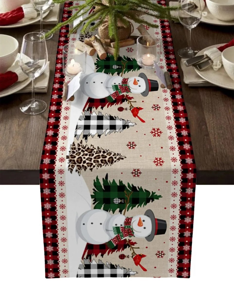 Festive Christmas Table Runner - Linen Holiday Decor
