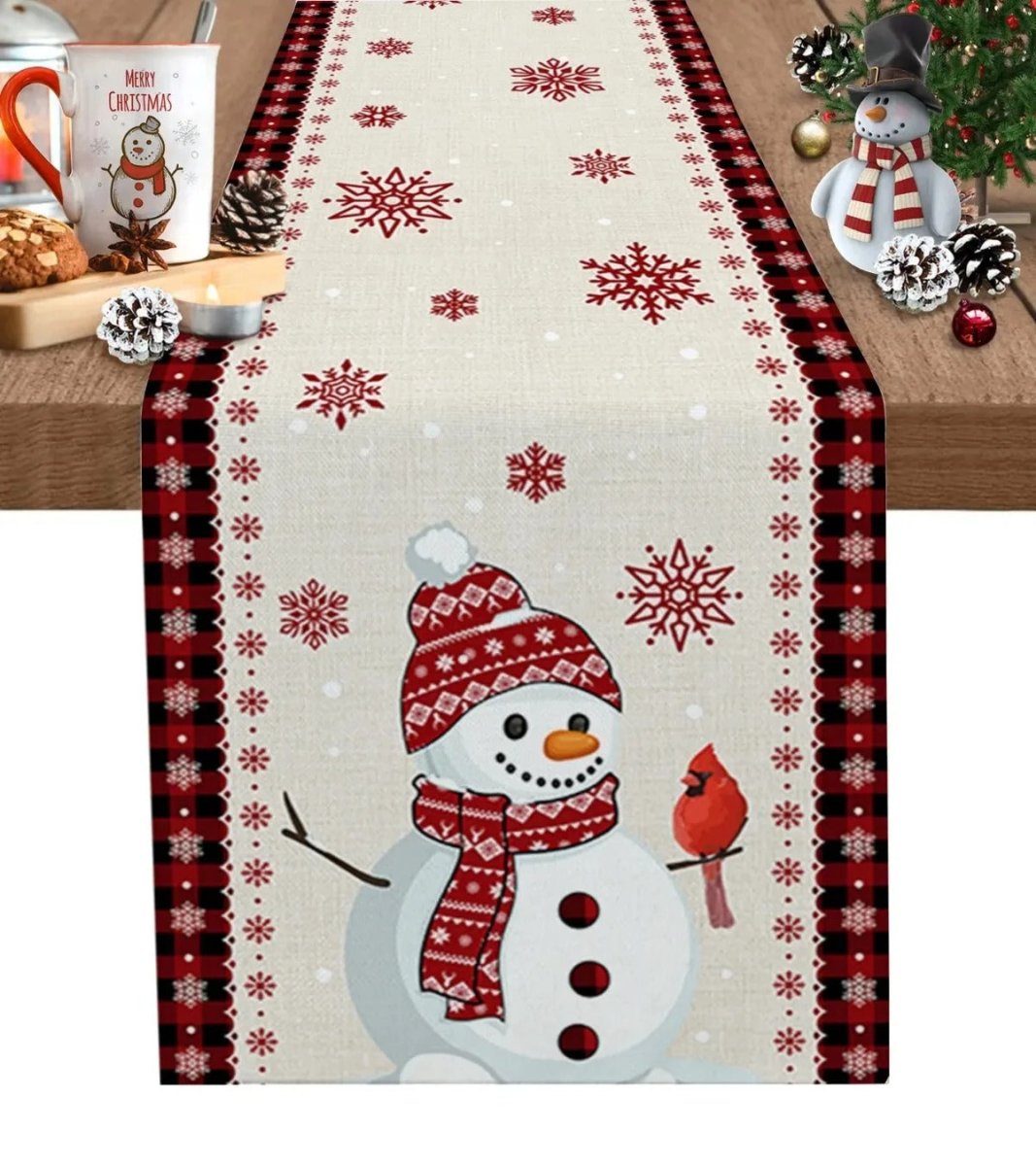 Festive Christmas Table Runner - Linen Holiday Decor