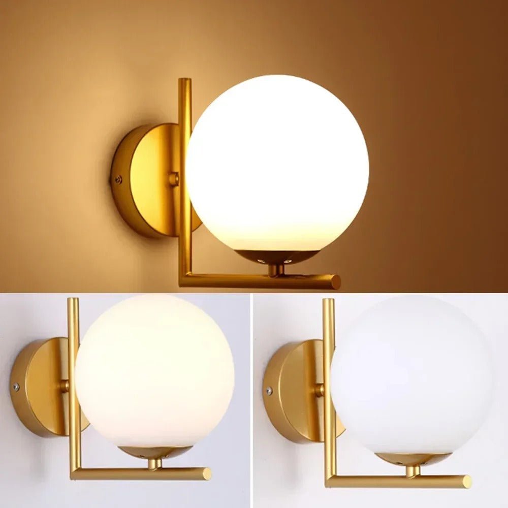 Glass Orb Wall Sconce with Metal Frame