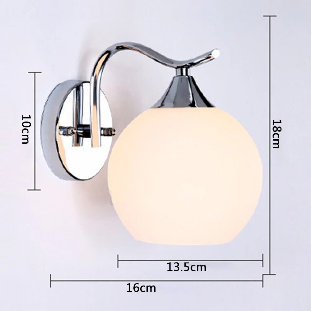 Glass Orb Wall Sconce with Metal Frame
