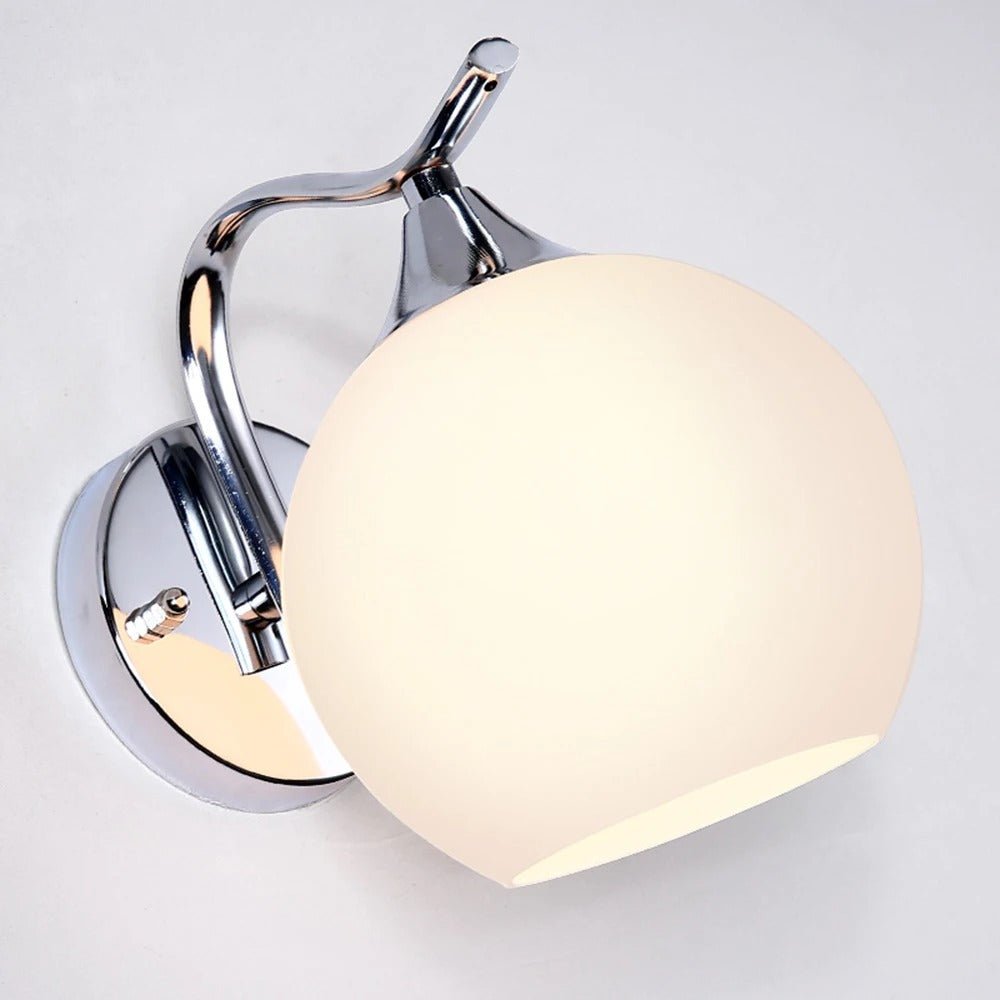 Glass Orb Wall Sconce with Metal Frame