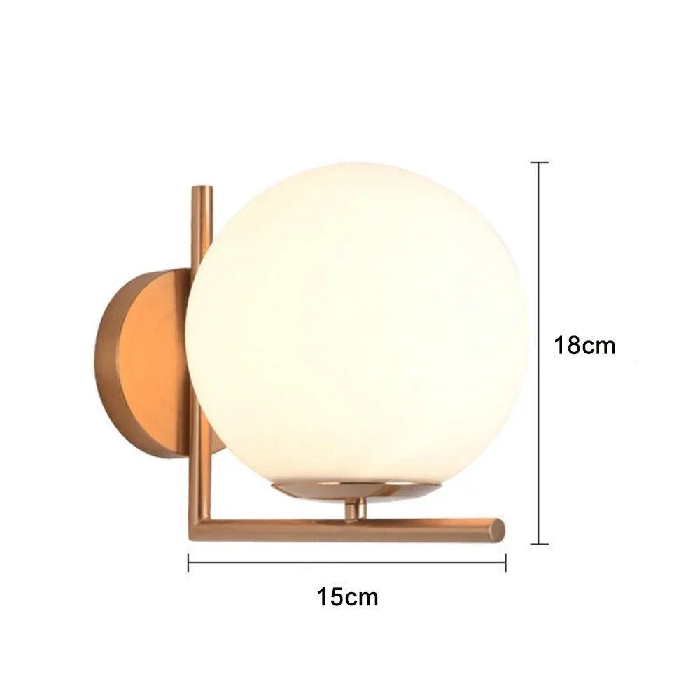Glass Orb Wall Sconce with Metal Frame
