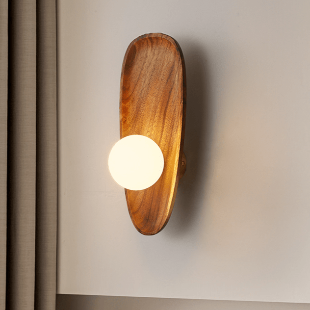 Globe Wall Light with Solid Wood Base