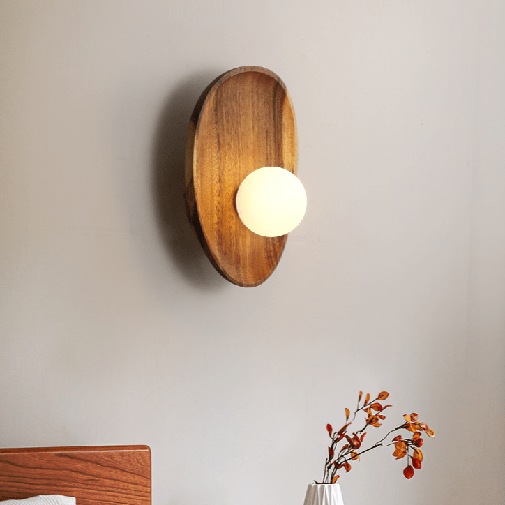Globe Wall Light with Solid Wood Base