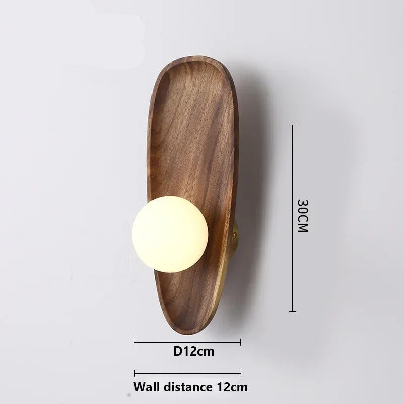 Globe Wall Light with Solid Wood Base