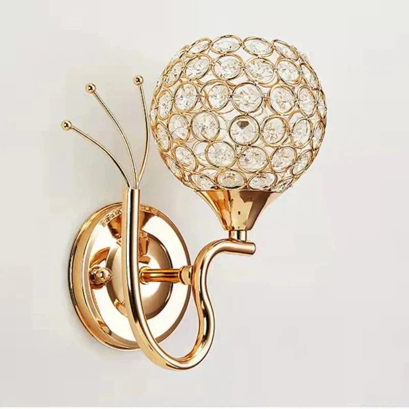 Gold Crystal LED Wall Sconce with Globe Shade
