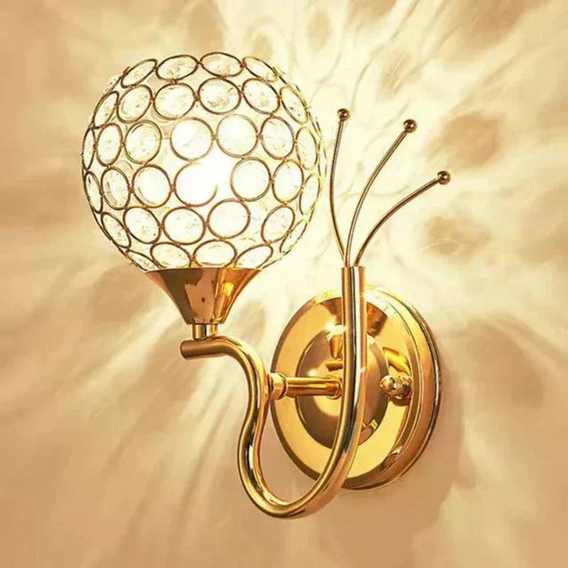 Gold Crystal LED Wall Sconce with Globe Shade