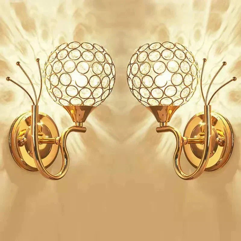 Gold Crystal LED Wall Sconce with Globe Shade