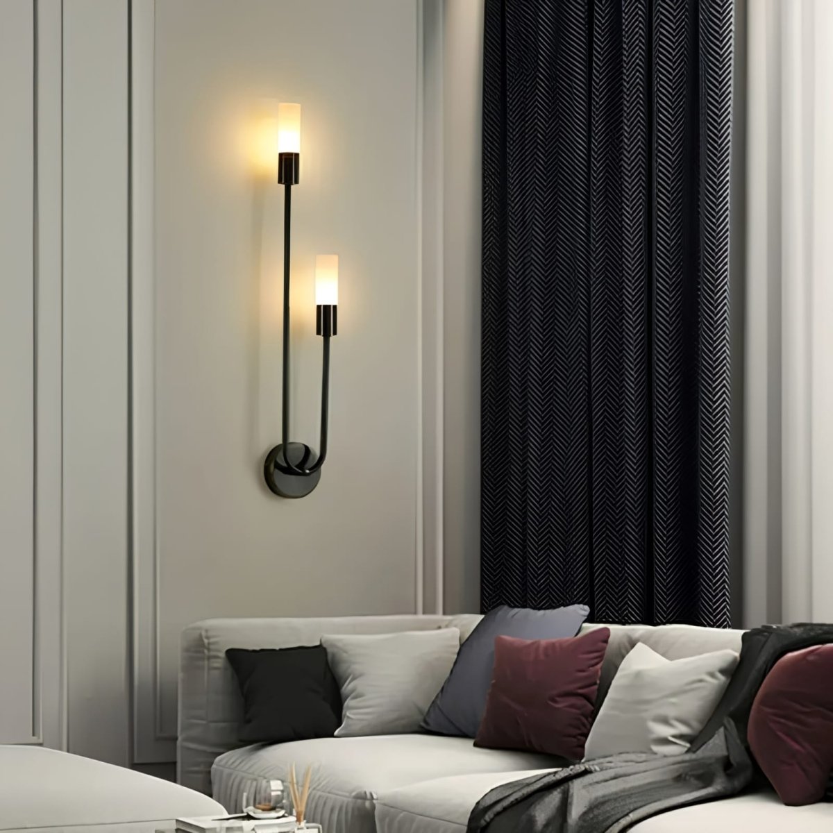 Gold Wall Sconce with Double Frosted Glass Cylinders