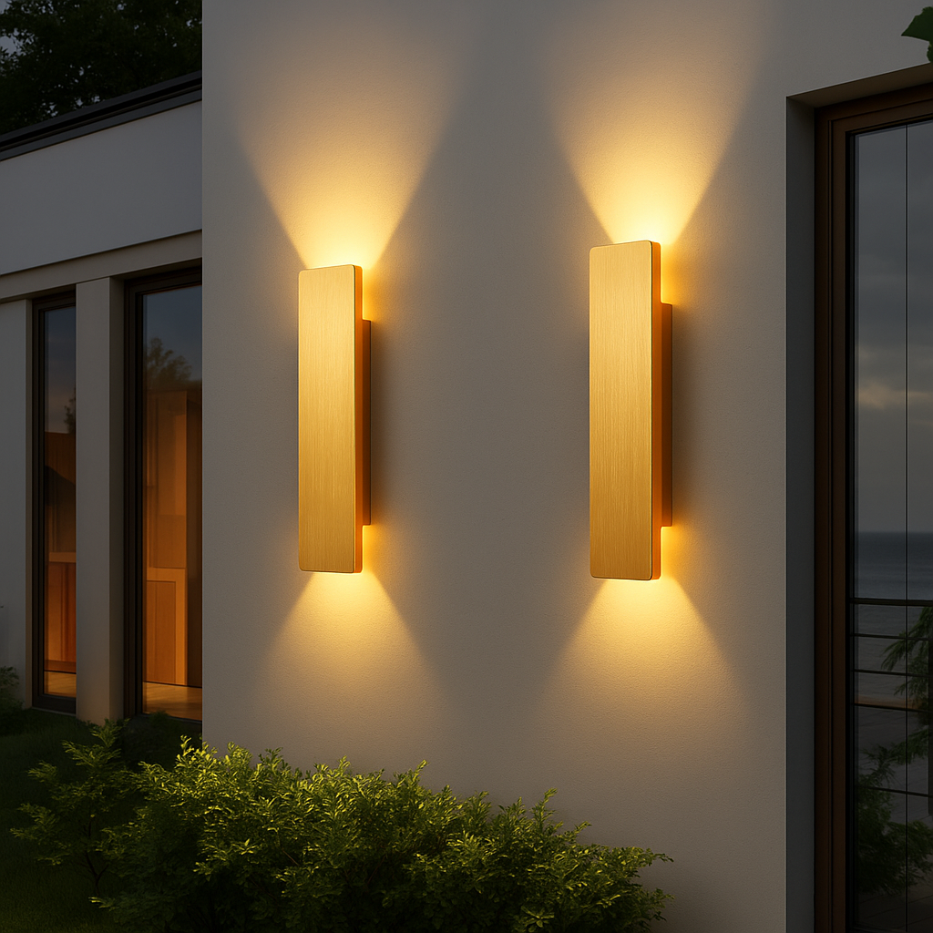 Golden Weatherproof LED Wall Lights - Outdoor Style and Durability