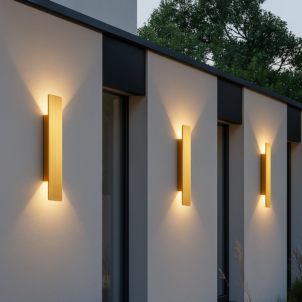 Golden Weatherproof LED Wall Lights - Outdoor Style and Durability