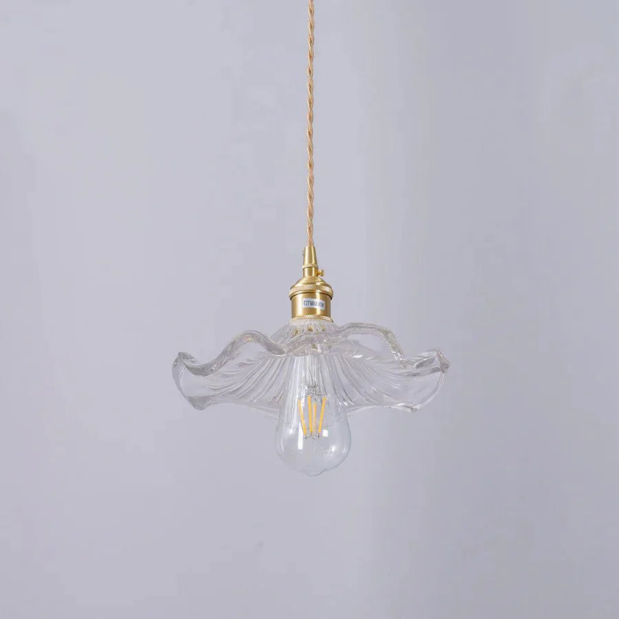 Hibiscus Flower Scalloped Glass Pendant Light