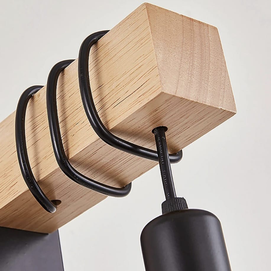 Industrial Wall Sconce with Wood and Iron Design