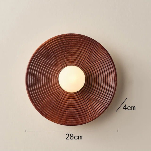 Japandi Round Wood Wall Sconce
