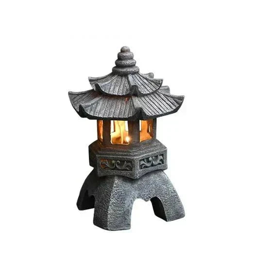 Japanese-Style Solar Pagoda Garden Lantern