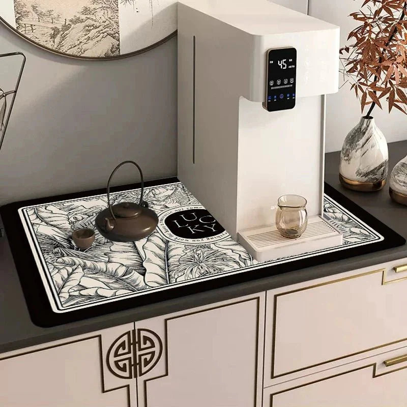 Kitchen Counter Mat - Washable and Absorbent Floral Design