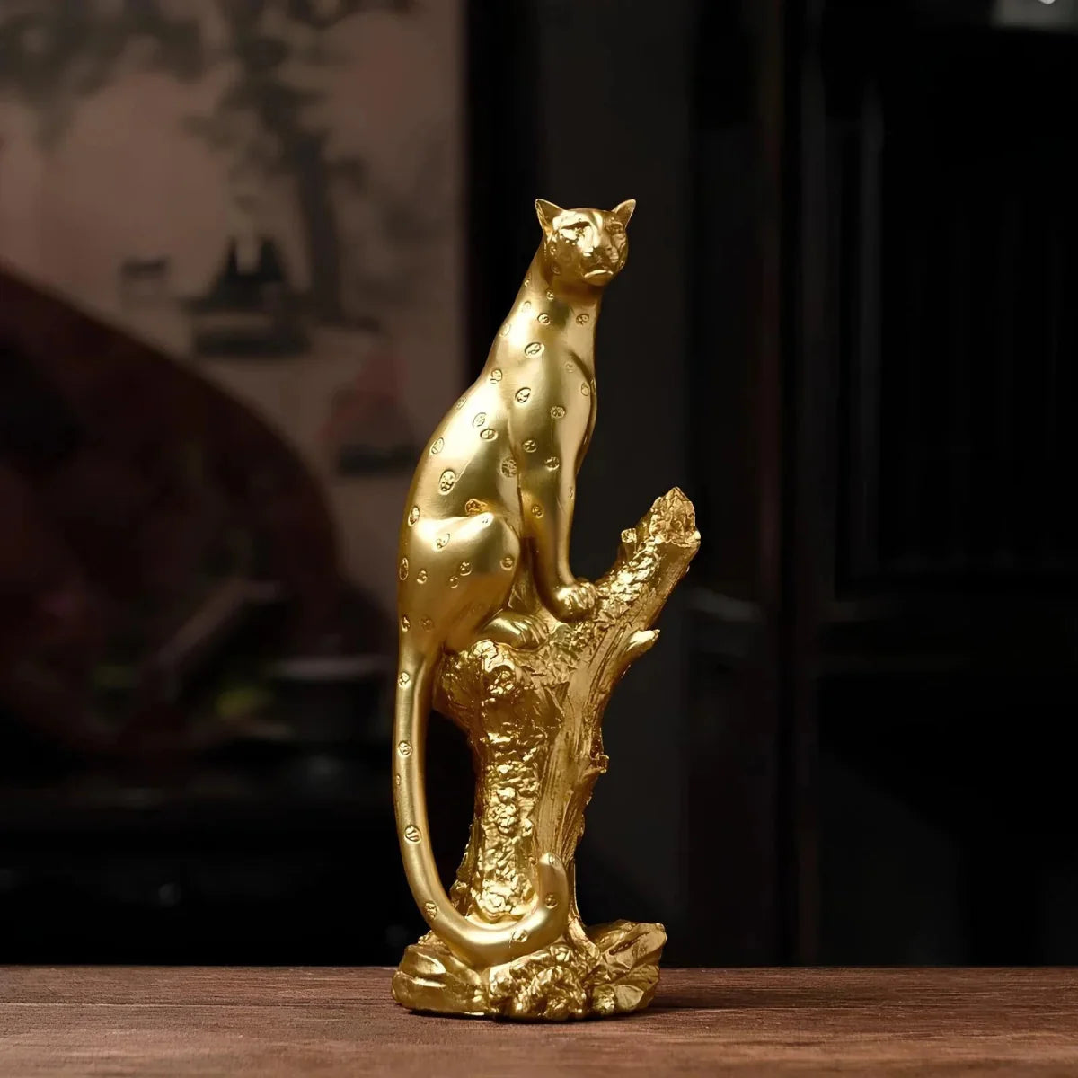 Majestic Golden Leopard Figurine