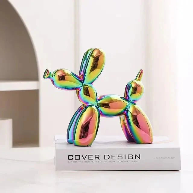 Metallic Balloon Dog Sculpture with Shiny Finish