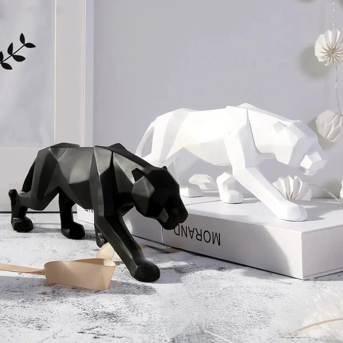 Minimalist Panther Resin Sculpture