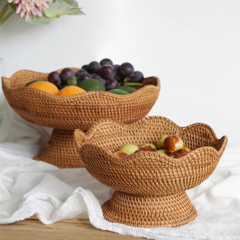 Natural Handwoven Rattan Fruit Basket Bowls