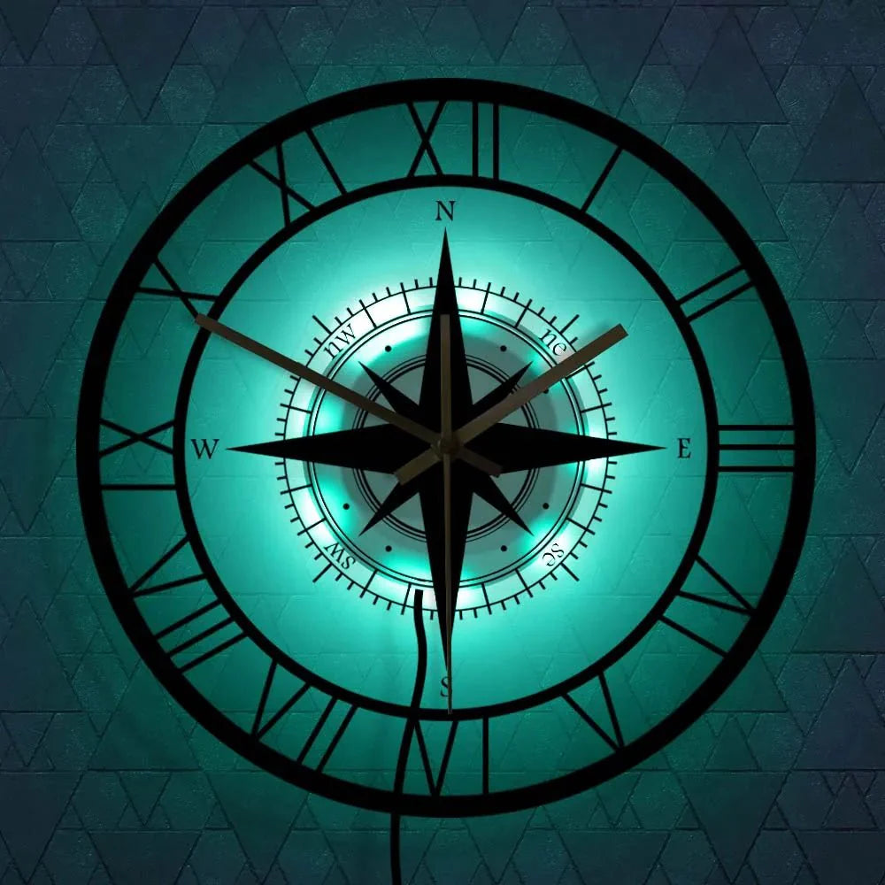 Nautical Compass Wall Clock – Elegant Luxury Design & Precision Craftsmanship