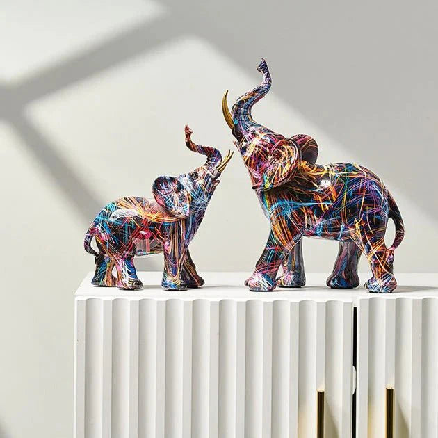 Nordic Painted Elephant Statue