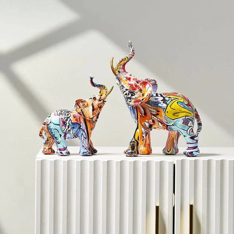 Nordic Painted Elephant Statue