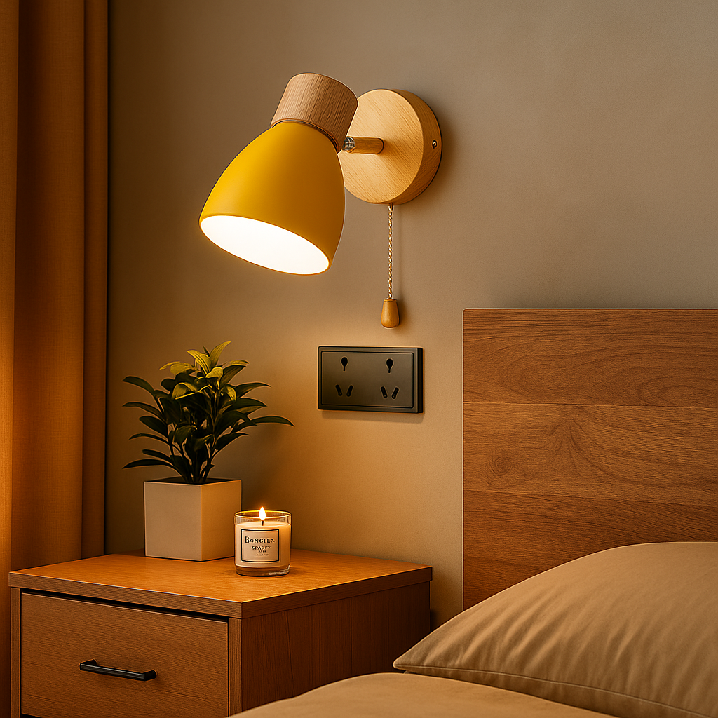 Nordics Wooden Wall Lamp for Bedroom