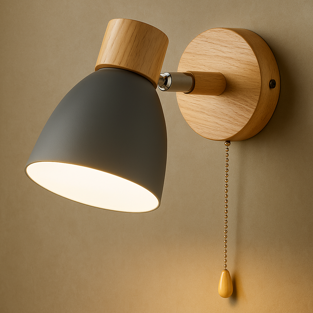 Nordics Wooden Wall Lamp for Bedroom