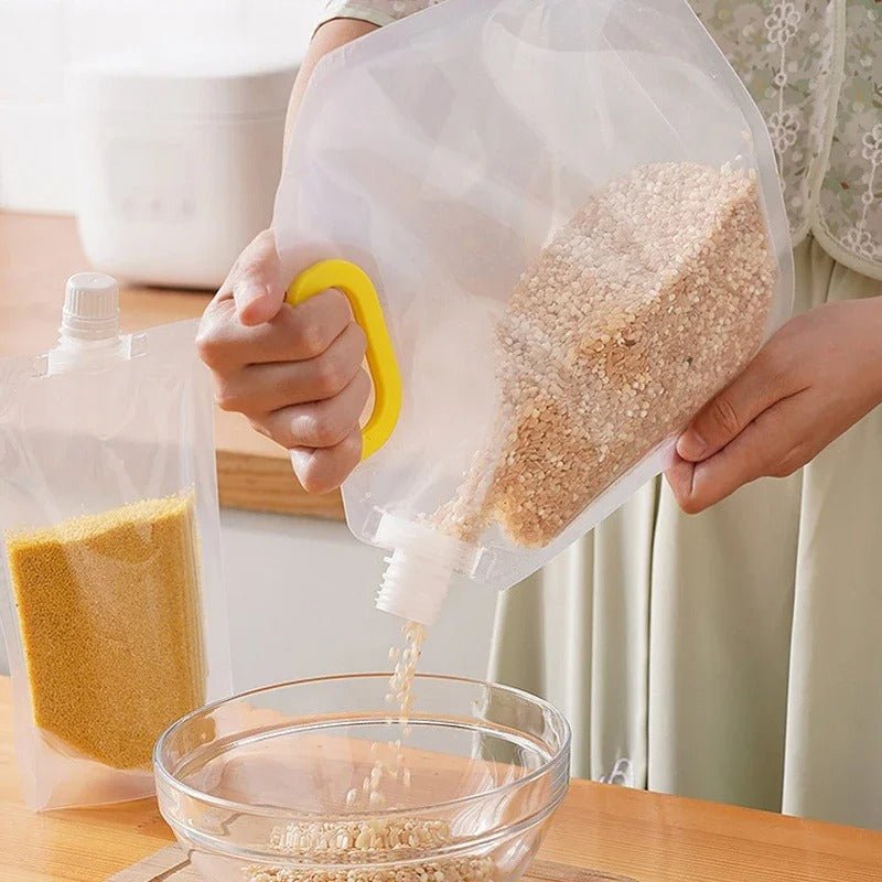 Portable Transparent Grain Storage Bags by Lattea